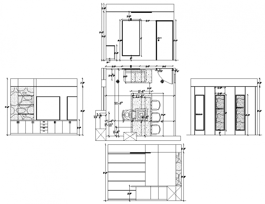 A College main office table plan and elevation autocad file