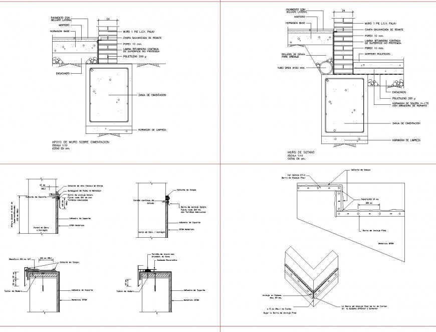 A column to wall section plan layout file