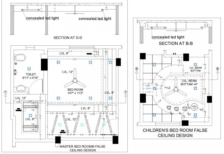 A House design false ceiling detail dwg file