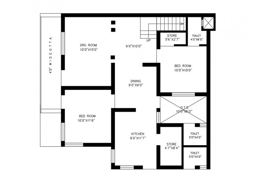 House Line Plan Layout in AutoCAD DWG Drawing File