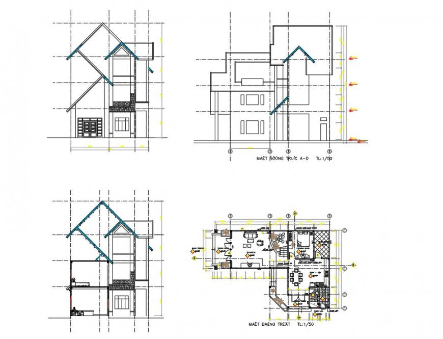 A Housing plan and elevation autocad file