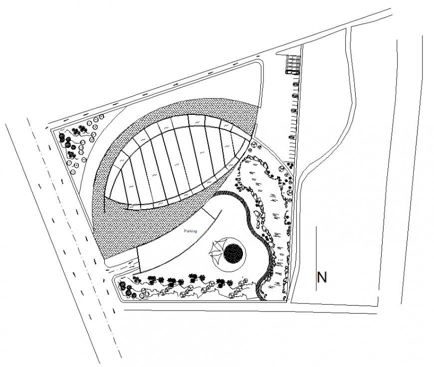A Landscaping Olympic pool design detail dwg file