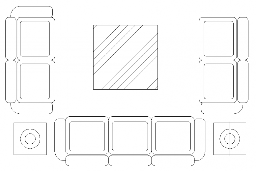 A living room sofa plan autocad file