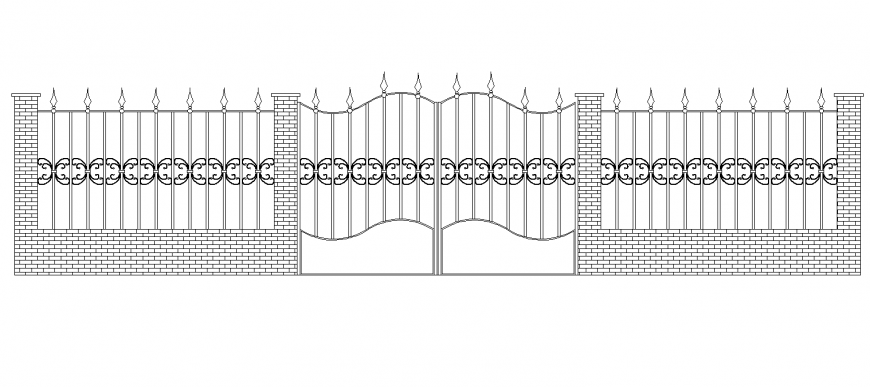A Main gate elevation plan autocad file