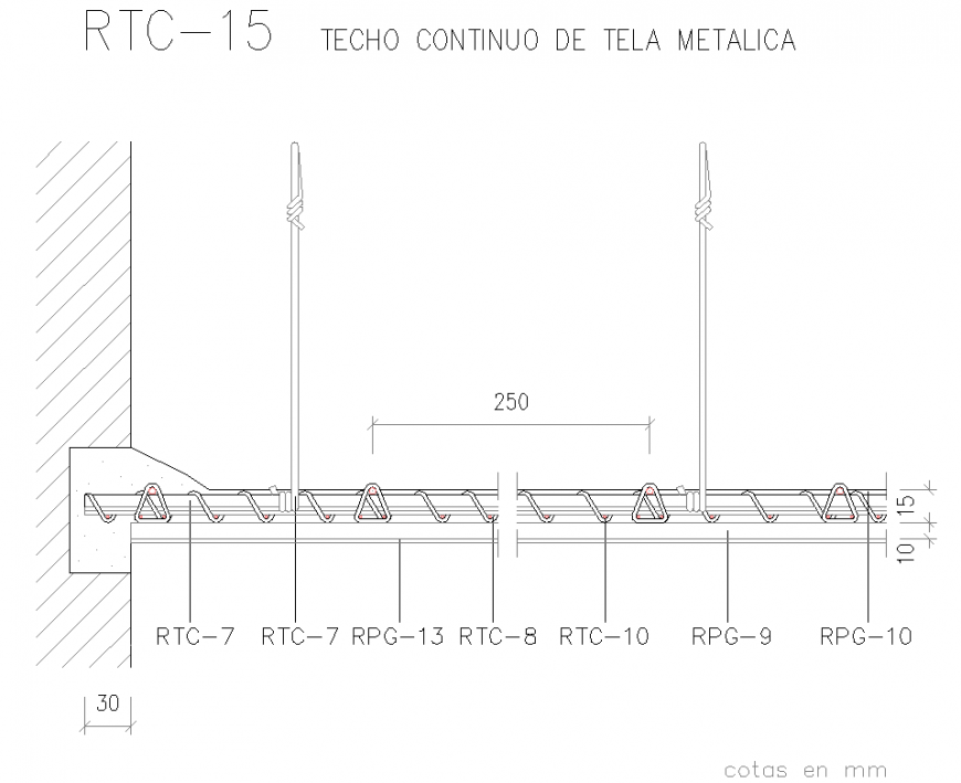 A Metal fabric continuous roof section detail dwg file