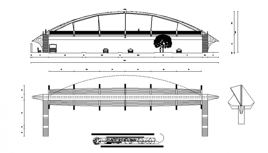 A Pedestrian bridge elevation detail dwg file