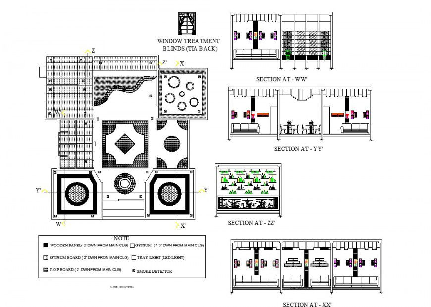 A Plan and section house detail dwg file
