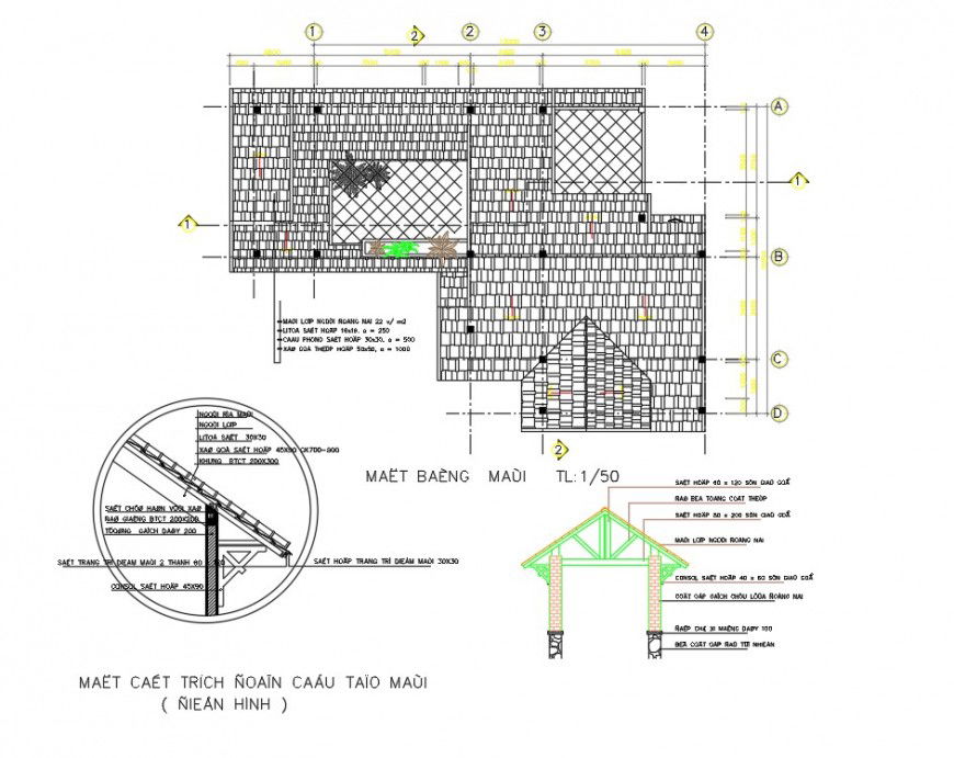 A Roof plan and section autocad file