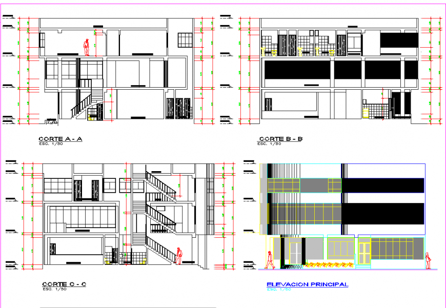 A Section and elevation housing planning layout file