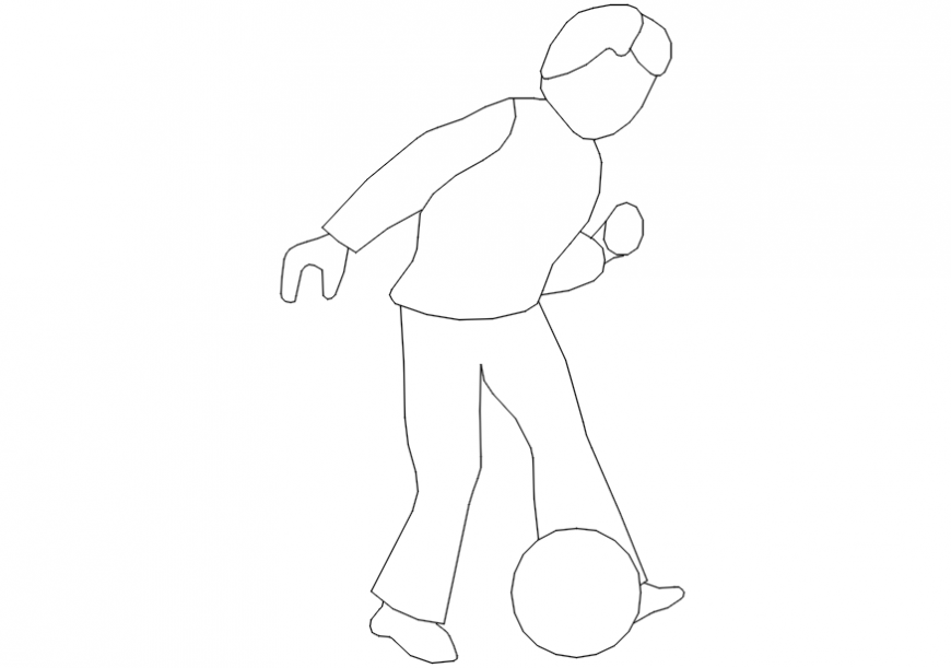 A small child playing with ball elevation block cad drawing details dwg file