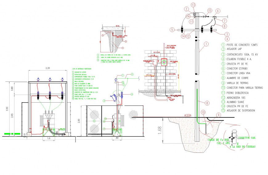 A Street light section plan autocad file