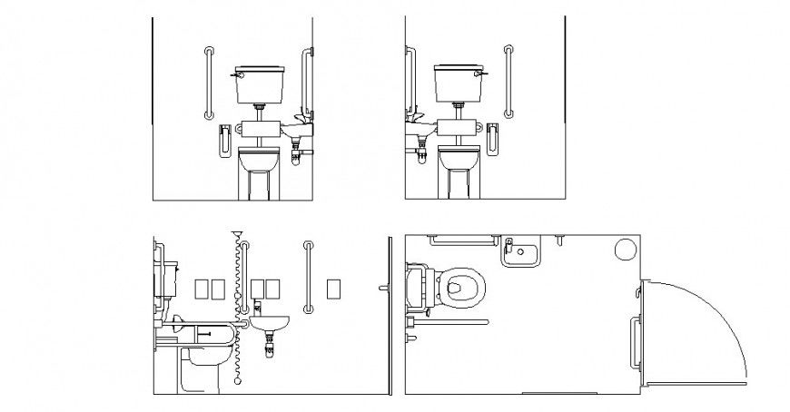 A toilet in disabled people autocad file