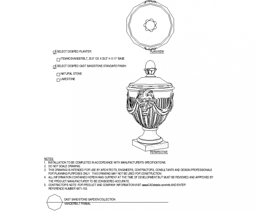 A trophy holding a trophy shape pot with detail dwg file.