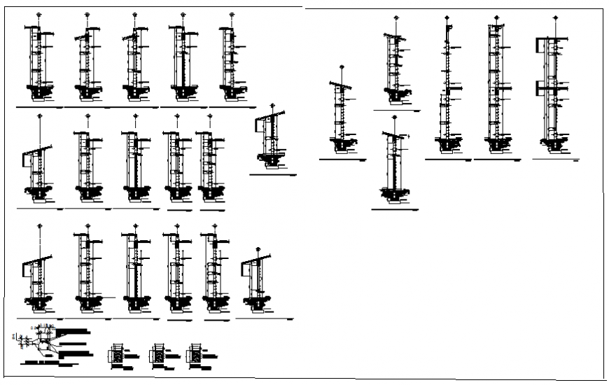 A Wall section and column section plan autocad file