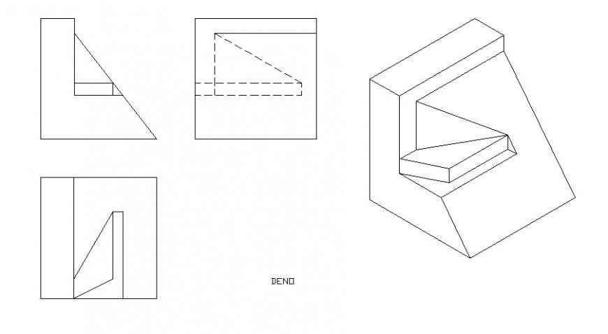 A Wooden isometric view detail dwg file