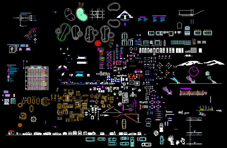 AutoCAD DWG File with 2D CAD Blocks for Furniture and Symbols