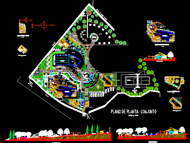 Restaurant DWG Design with Floor Plan Section and Elevation Views