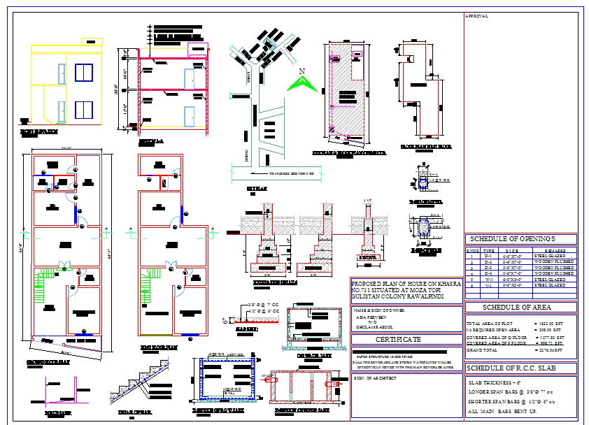 Two Floor Residential House AutoCAD DWG with Elevation and Sections