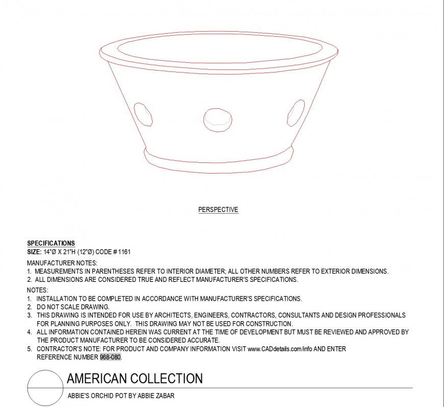 Abbies orchid pot by abbie zabar dwg file