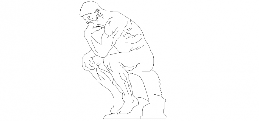 Aboriginal person block view in seating position dwg file