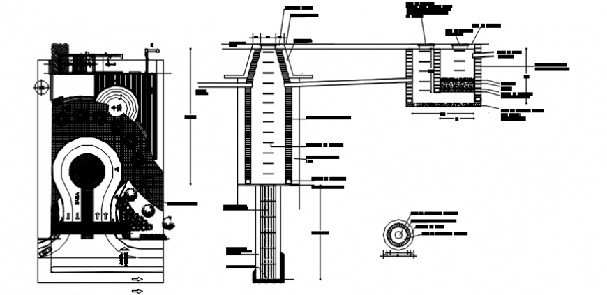 Absorption well section, and constructive plumbing details dwg file