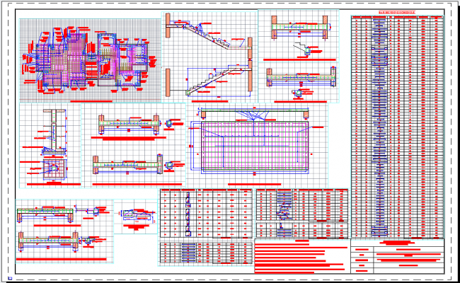 Building Structure DWG with 24m by 18m Detailed Reinforcement Plan