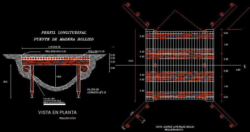 Wooden Bridge DWG Drawing in CAD for Structural and Landscape Design