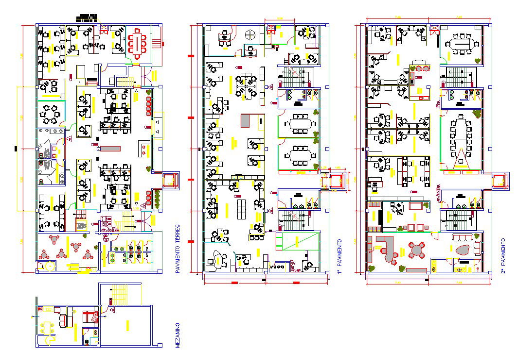 Office interiors furniture layout
