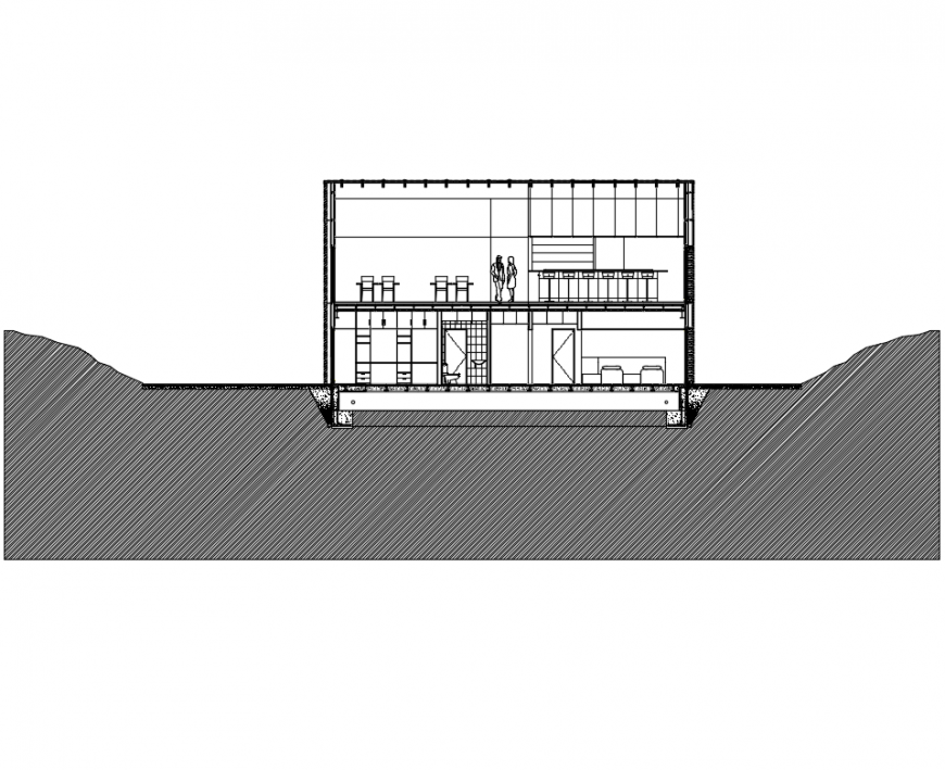 Academic institute building sectional details cad drawing dwg file