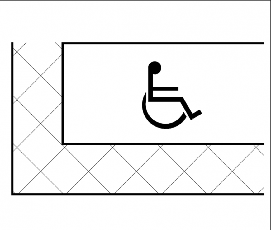 Accessible single car parking space symbols cad block details dwg file