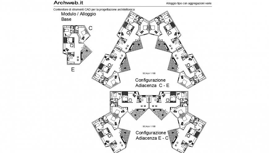 Accommodation aggregations plan with a detail dwg file.