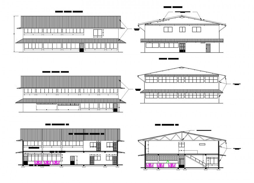Accommodation in field elevation and section layout file