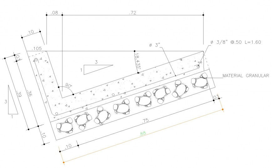 Account yet section plan detail dwg file