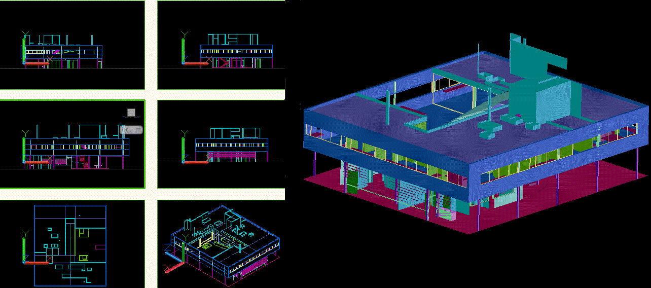 Villa Savoye AutoCAD File with 3D Architectural Design Drawings