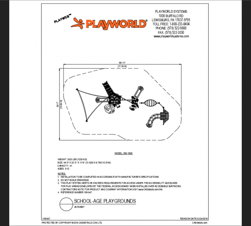 Acorbat top view school playground play area structure details dwg file