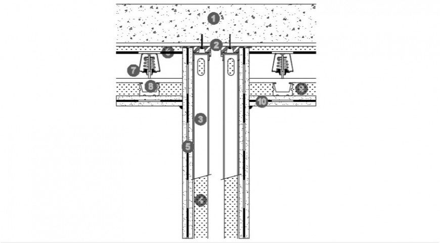 Acoustic door frame section and installation drawing details dwg file