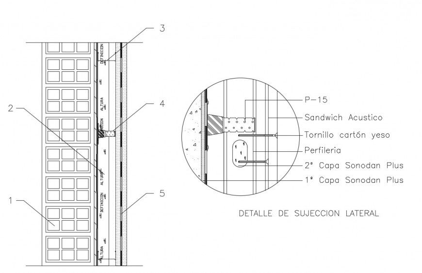 Acoustic isolated of wall detail 2d view CAD construction unit autocad file