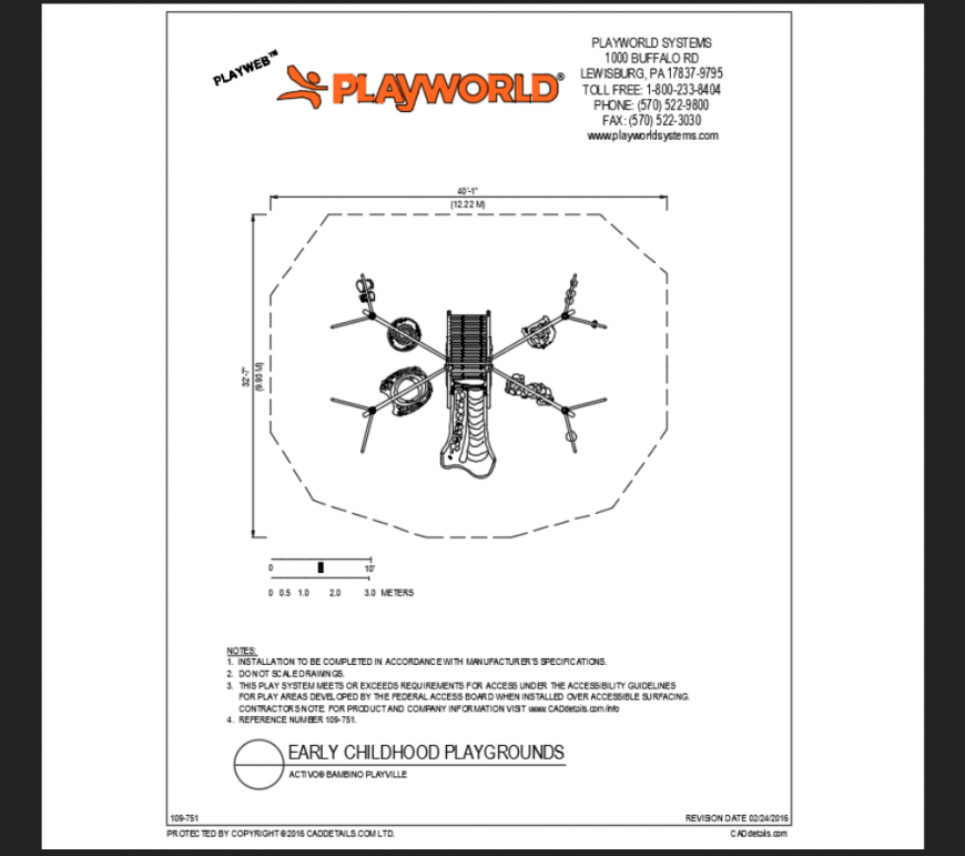 Activo bambino play ville play area themed park structure details dwg file