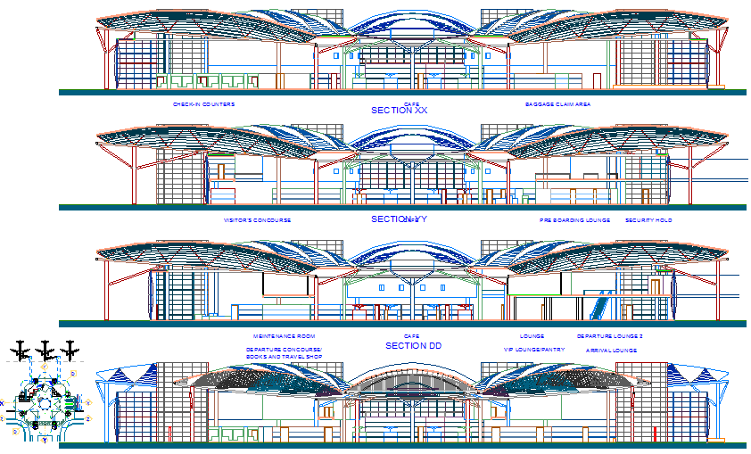 Airport CAD Drawing with Elevations and Section Details Download