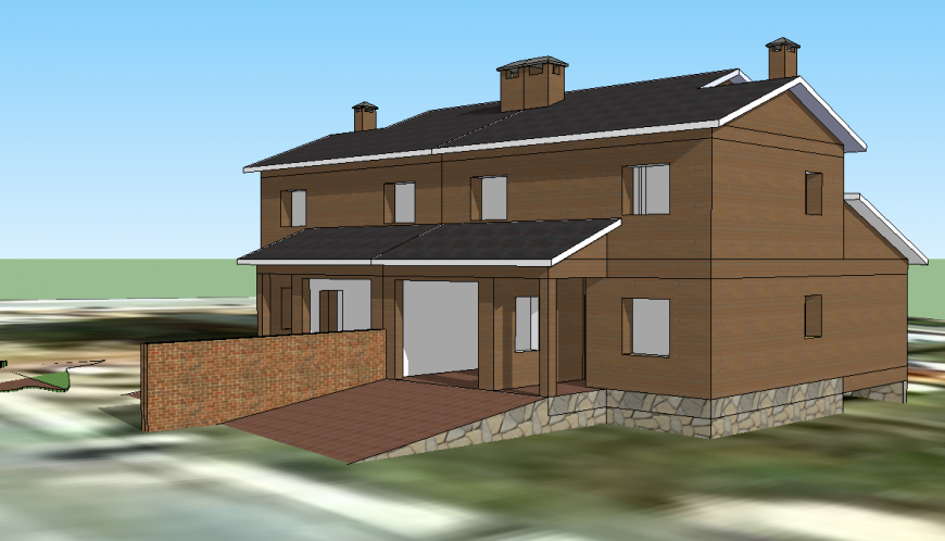 Adirondack retreat house 3d drawing in skp file.