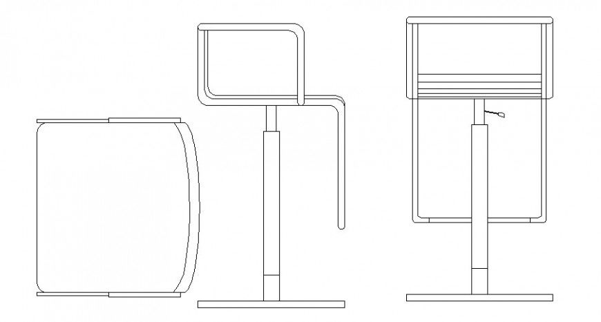 Adjustable chair all sided elevation block cad drawing details dwg file