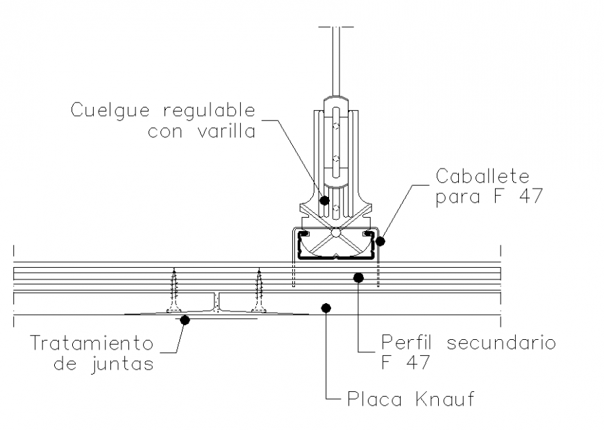 Adjustable rod with road section detail dwg file