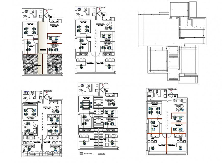 Admin corporate office floor distribution plan cad drawing details dwg file
