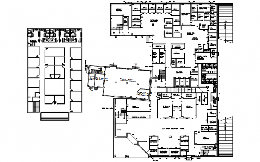 Admin office building distribution layout plan cad drawing details dwg file