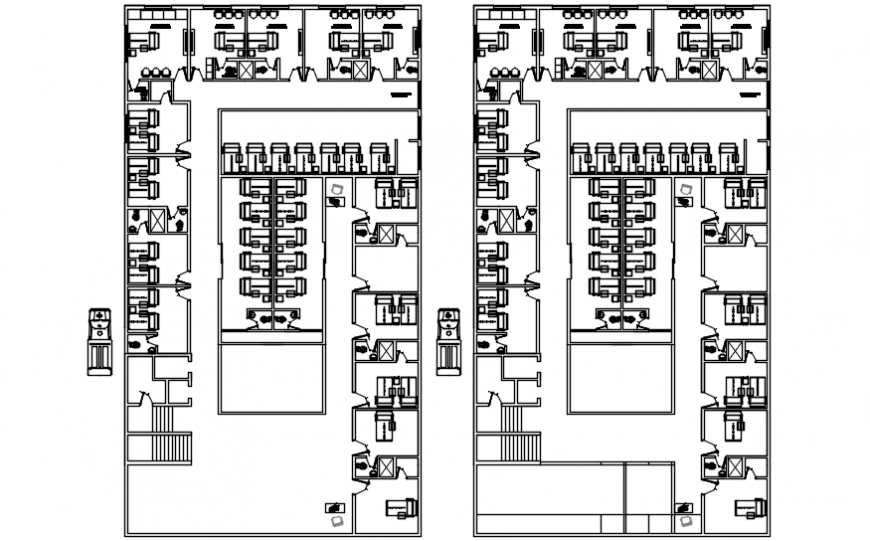 Admin office building two floor distribution cad drawing details dwg file