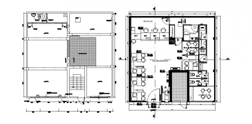 Administration office building floor layout plan cad drawing details dwg file