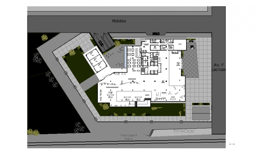 Administration office building general layout plan cad drawing details dwg file