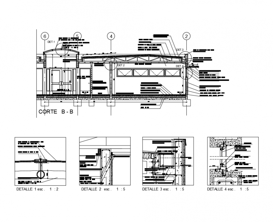 Adobe one family house sectional constructive details dwg file