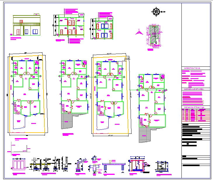 Residential House Plan AutoCAD DWG with Section and Elevation Details
