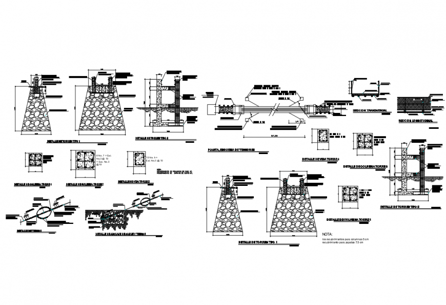 Aerial bridge construction cad drawing details dwg file